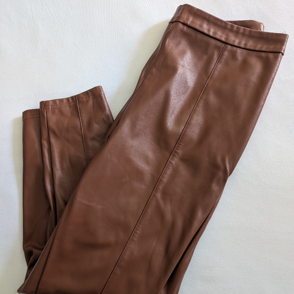 Brown Faux Leather Pants